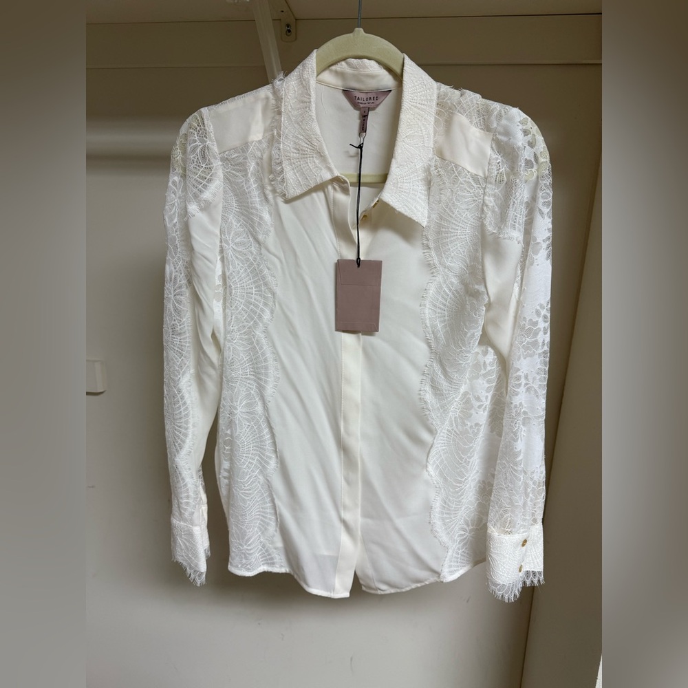 NWT Rebecca Taylor Ivory Silk Blouse $395